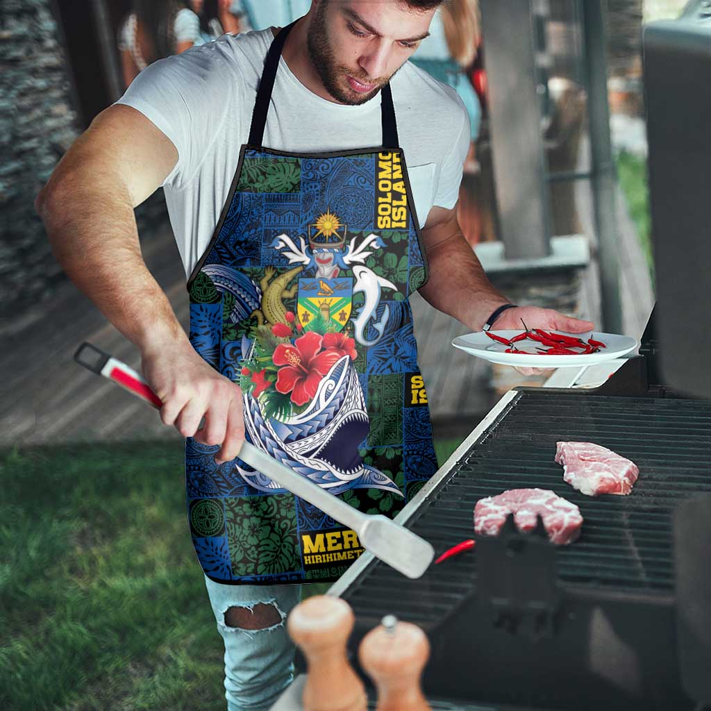 Solomon Islands Meri Kirihimete Apron Funny Santa Riding Shark - Polynesian Pride