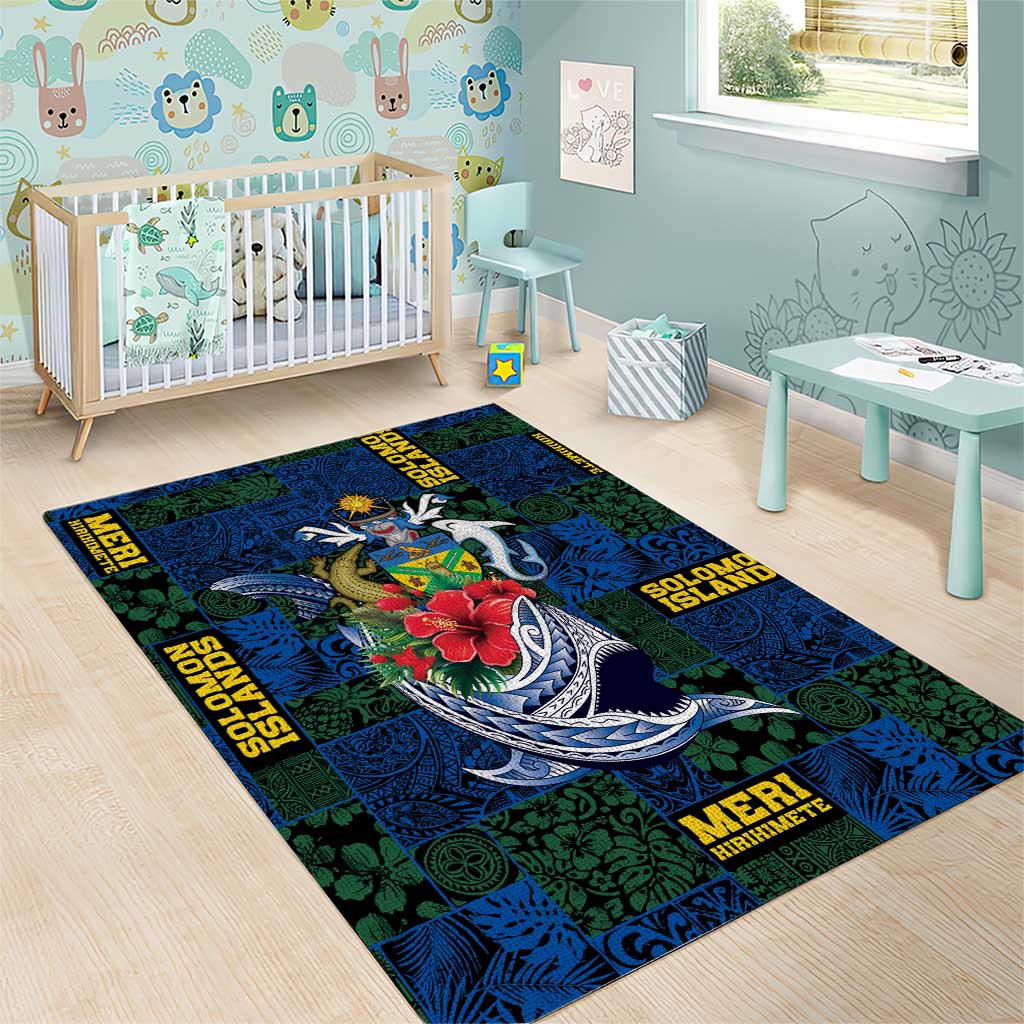 Solomon Islands Meri Kirihimete Area Rug Funny Santa Riding Shark - Polynesian Pride