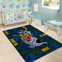 Solomon Islands Meri Kirihimete Area Rug Funny Santa Riding Shark - Polynesian Pride
