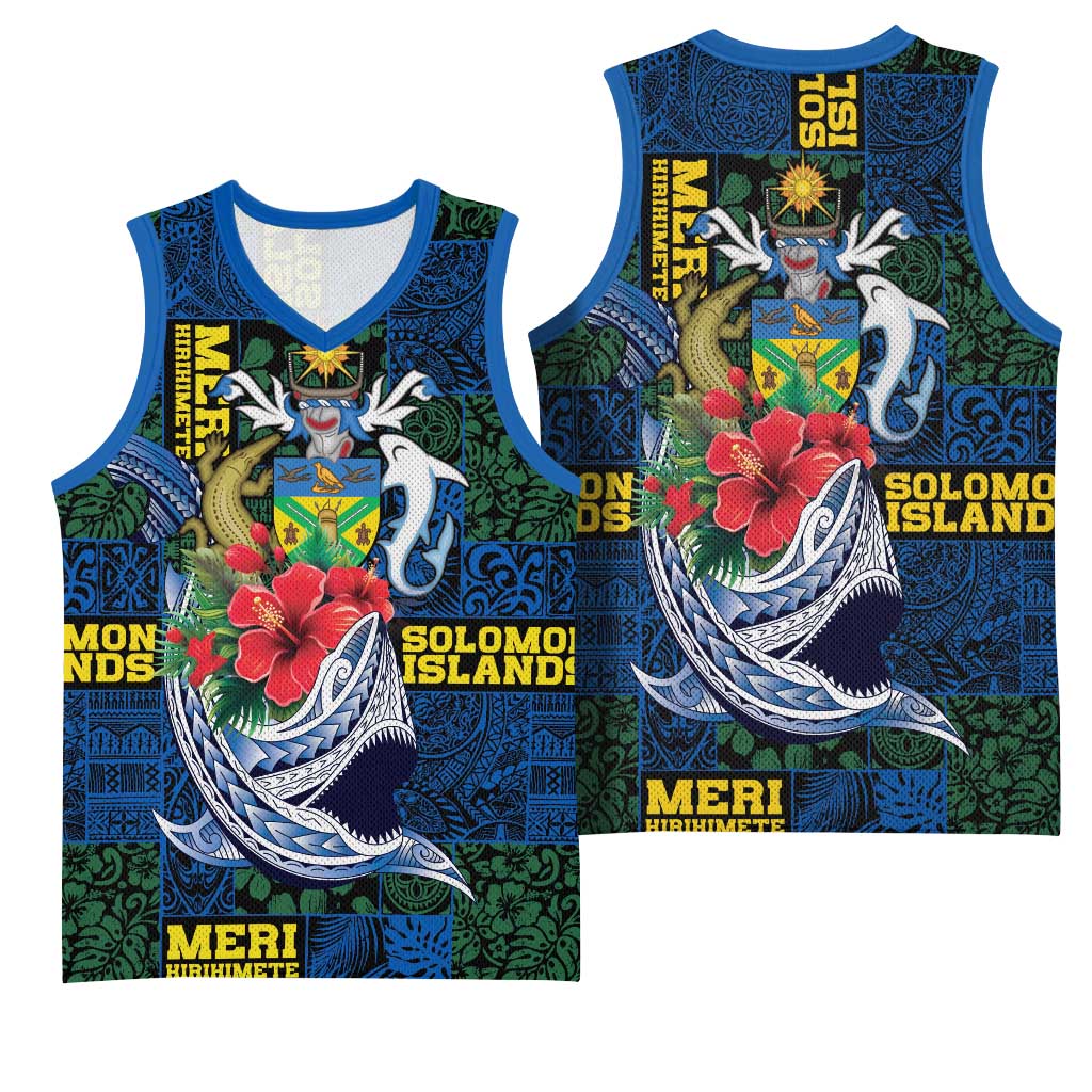 Solomon Islands Meri Kirihimete Basketball Jersey Funny Santa Riding Shark LT9 - Polynesian Pride