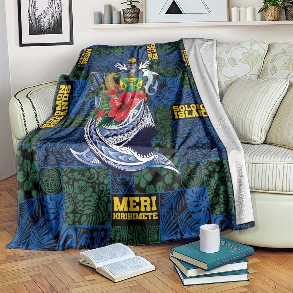 Solomon Islands Meri Kirihimete Blanket Funny Santa Riding Shark - Polynesian Pride