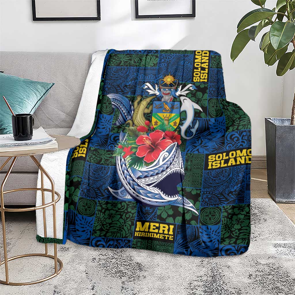 Solomon Islands Meri Kirihimete Blanket Funny Santa Riding Shark - Polynesian Pride