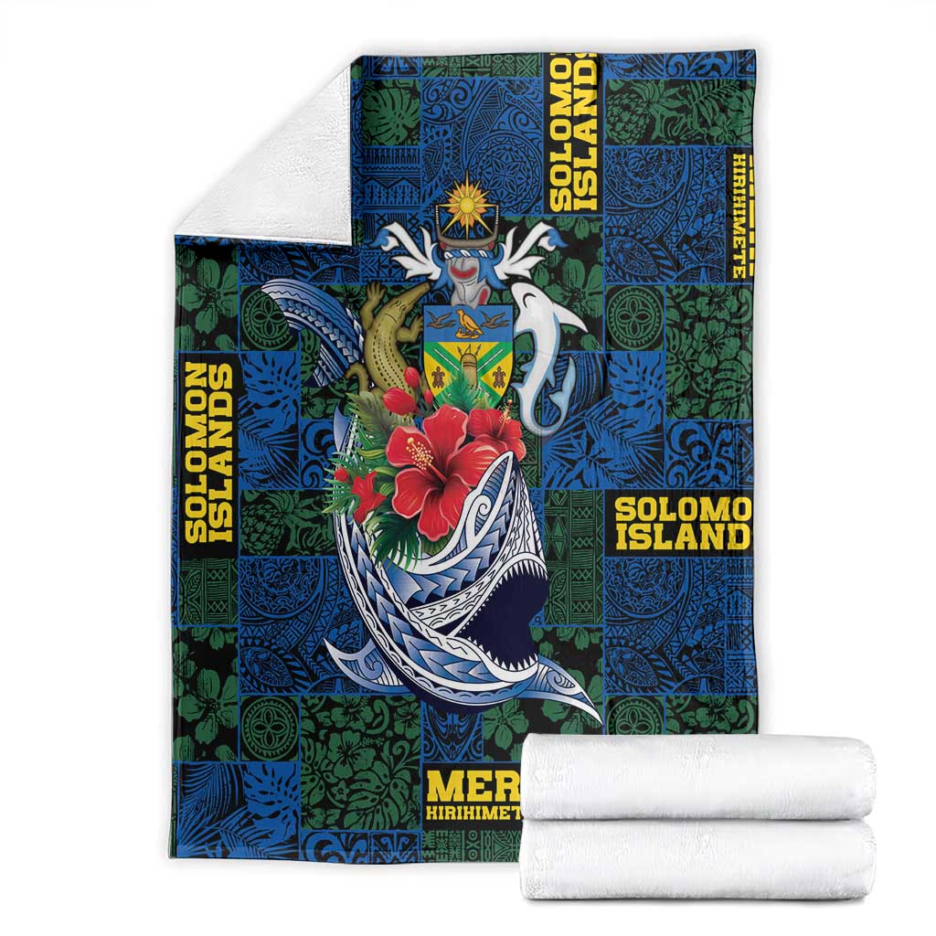 Solomon Islands Meri Kirihimete Blanket Funny Santa Riding Shark - Polynesian Pride