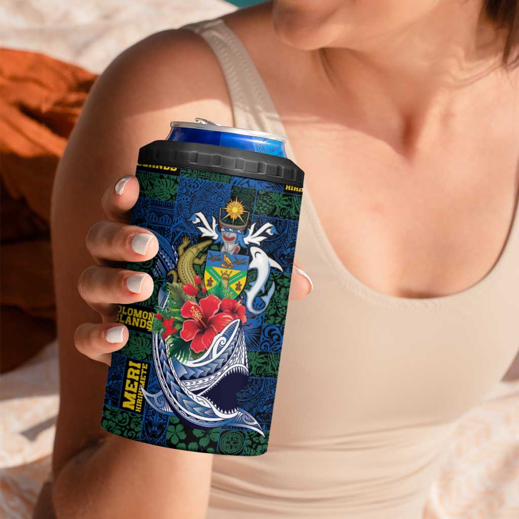 Solomon Islands Meri Kirihimete 4 in 1 Can Cooler Tumbler Funny Santa Riding Shark - Polynesian Pride