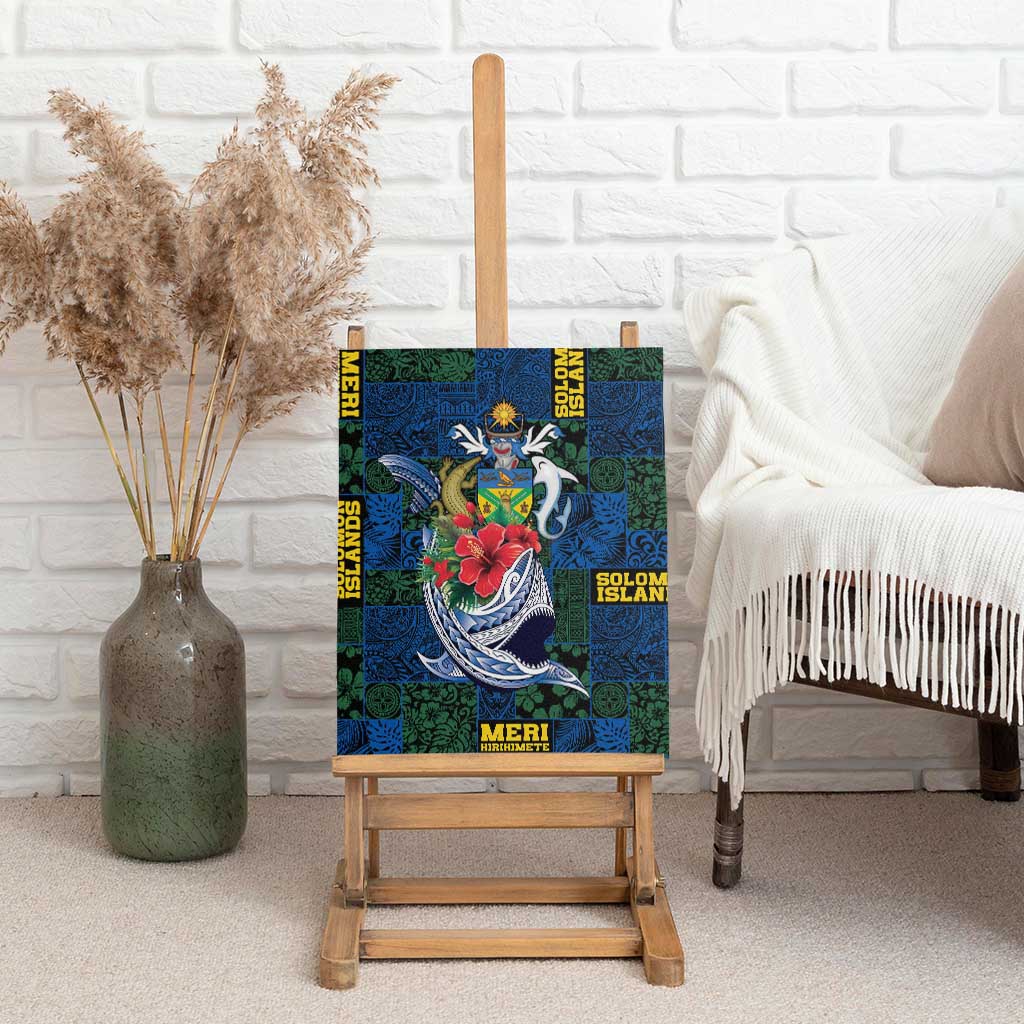 Solomon Islands Meri Kirihimete Canvas Wall Art Funny Santa Riding Shark - Polynesian Pride