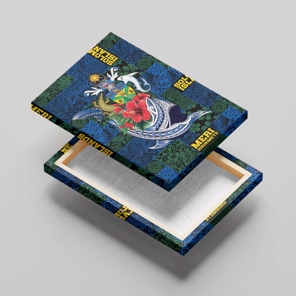 Solomon Islands Meri Kirihimete Canvas Wall Art Funny Santa Riding Shark - Polynesian Pride