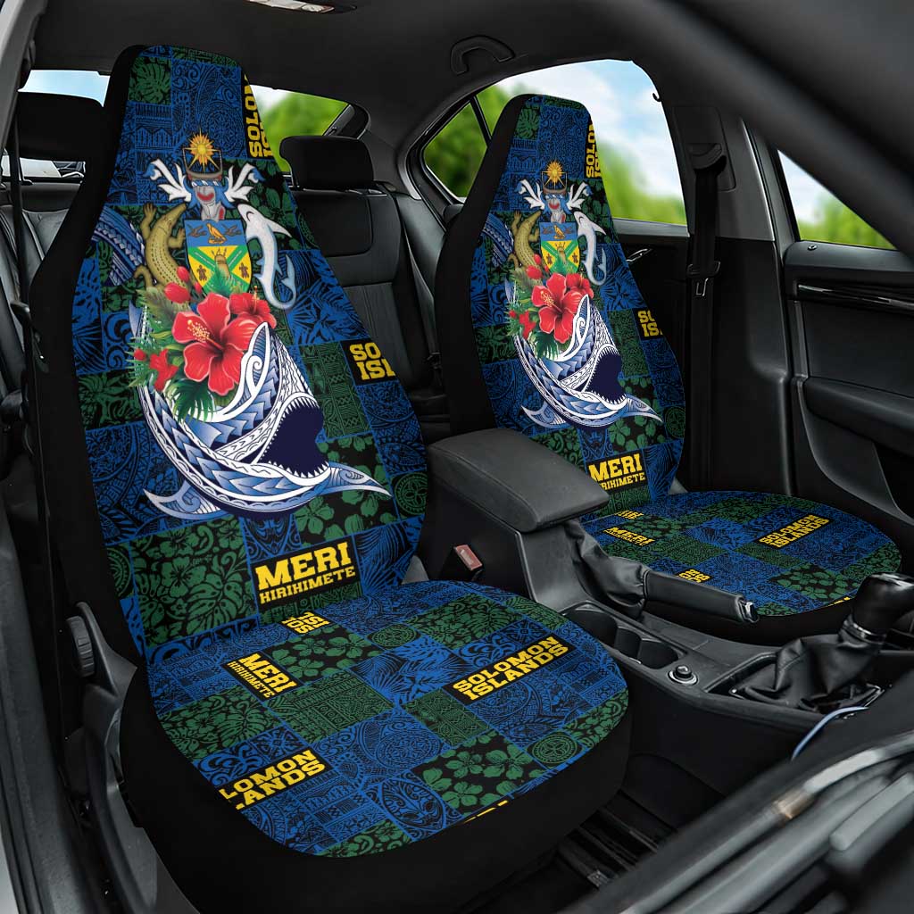 Solomon Islands Meri Kirihimete Car Seat Cover Funny Santa Riding Shark - Polynesian Pride