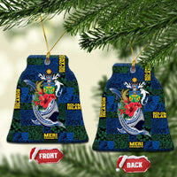 Solomon Islands Meri Kirihimete Ceramic Ornament Funny Santa Riding Shark - Polynesian Pride