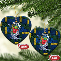 Solomon Islands Meri Kirihimete Ceramic Ornament Funny Santa Riding Shark - Polynesian Pride