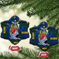 Solomon Islands Meri Kirihimete Ceramic Ornament Funny Santa Riding Shark - Polynesian Pride