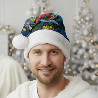 Solomon Islands Meri Kirihimete Christmas Santa Hat Funny Santa Riding Shark - Polynesian Pride