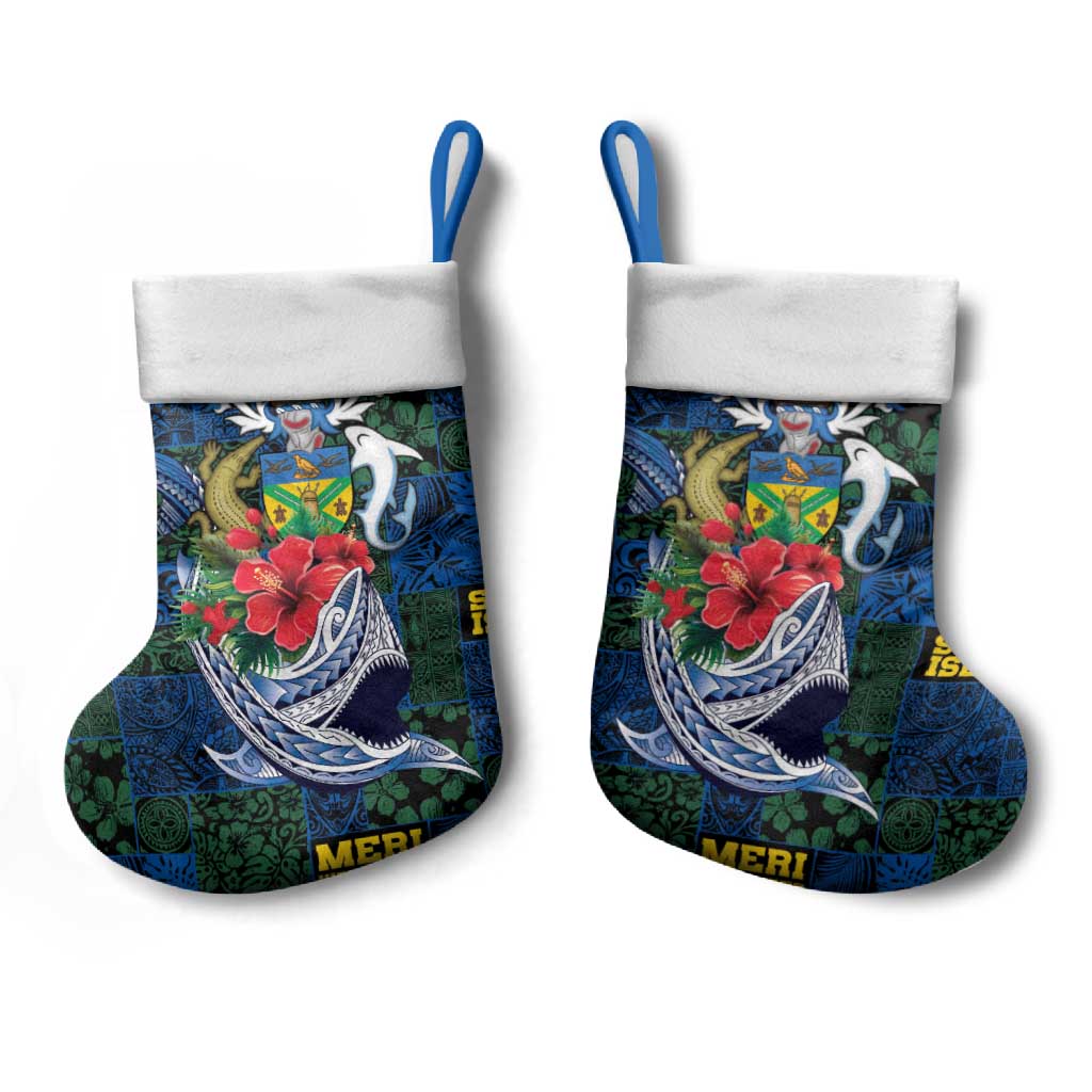 Solomon Islands Meri Kirihimete Christmas Stocking Funny Santa Riding Shark LT9 - Polynesian Pride