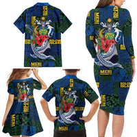 Solomon Islands Meri Kirihimete Family Matching Long Sleeve Bodycon Dress and Hawaiian Shirt Funny Santa Riding Shark LT9 - Polynesian Pride