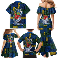Solomon Islands Meri Kirihimete Family Matching Mermaid Dress and Hawaiian Shirt Funny Santa Riding Shark LT9 - Polynesian Pride