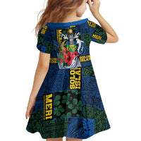 Solomon Islands Meri Kirihimete Family Matching Off Shoulder Maxi Dress and Hawaiian Shirt Funny Santa Riding Shark - Polynesian Pride