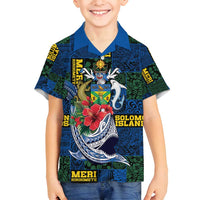 Solomon Islands Meri Kirihimete Family Matching Off Shoulder Short Dress and Hawaiian Shirt Funny Santa Riding Shark - Polynesian Pride