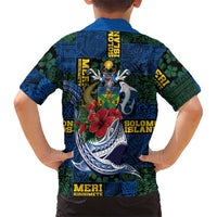 Solomon Islands Meri Kirihimete Family Matching Short Sleeve Bodycon Dress and Hawaiian Shirt Funny Santa Riding Shark LT9 - Polynesian Pride