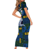 Solomon Islands Meri Kirihimete Family Matching Short Sleeve Bodycon Dress and Hawaiian Shirt Funny Santa Riding Shark LT9 - Polynesian Pride