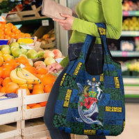 Solomon Islands Meri Kirihimete Grocery Bag Funny Santa Riding Shark - Polynesian Pride