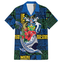 Solomon Islands Meri Kirihimete Hawaiian Shirt Funny Santa Riding Shark - Polynesian Pride