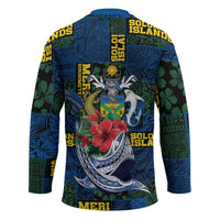 Solomon Islands Meri Kirihimete Hockey Jersey Funny Santa Riding Shark - Polynesian Pride