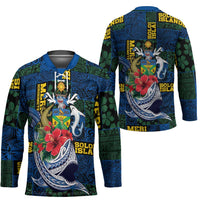 Solomon Islands Meri Kirihimete Hockey Jersey Funny Santa Riding Shark - Polynesian Pride