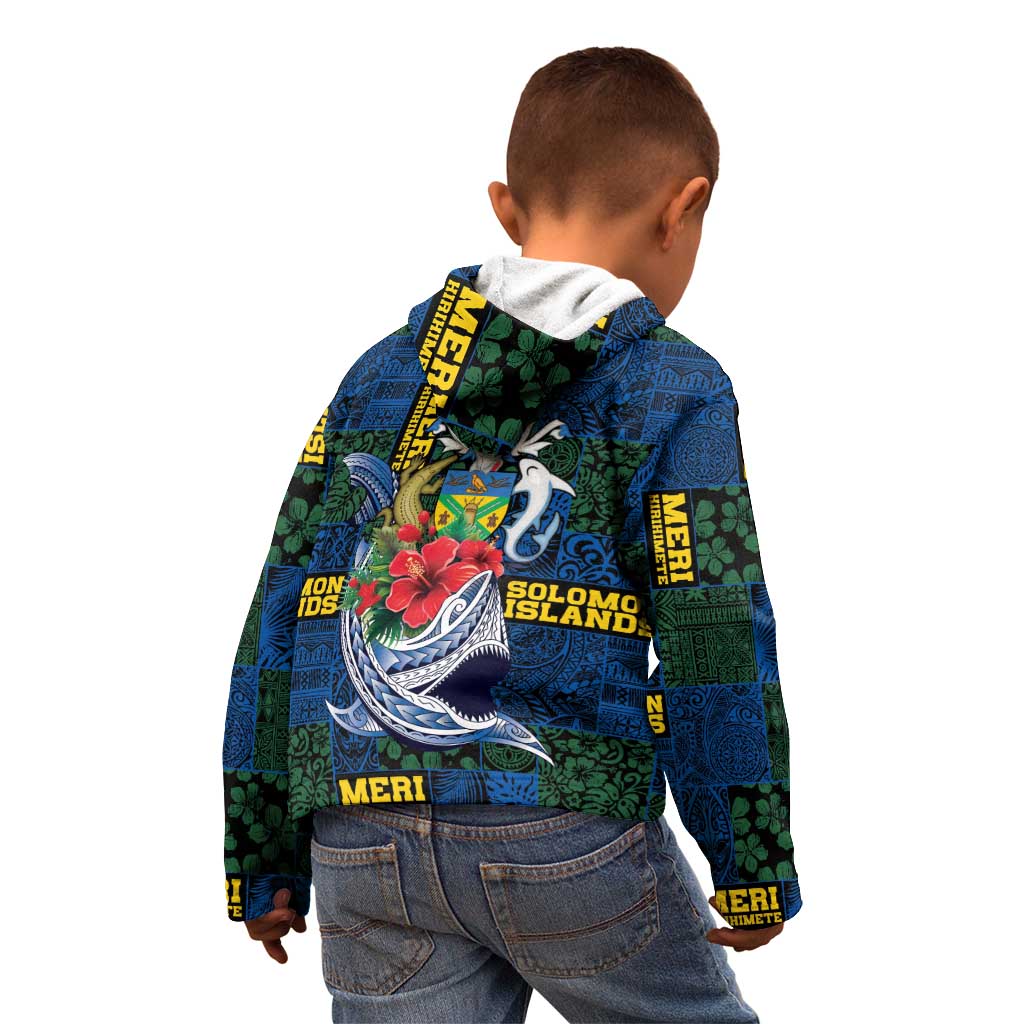 Solomon Islands Meri Kirihimete Kid Hoodie Funny Santa Riding Shark - Polynesian Pride