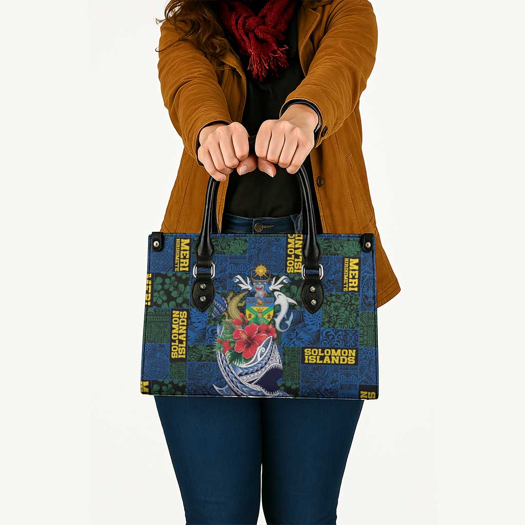 Solomon Islands Meri Kirihimete Leather Bag Funny Santa Riding Shark - Polynesian Pride