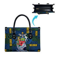 Solomon Islands Meri Kirihimete Leather Bag Funny Santa Riding Shark - Polynesian Pride