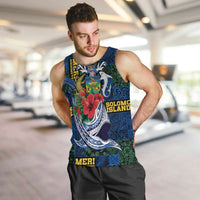 Solomon Islands Meri Kirihimete Men Tank Top Funny Santa Riding Shark LT9 Blue - Polynesian Pride