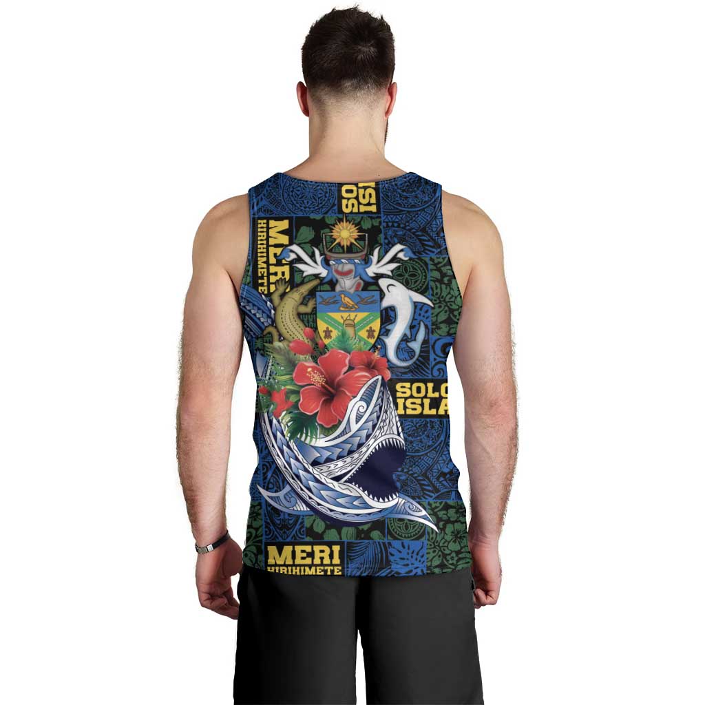 Solomon Islands Meri Kirihimete Men Tank Top Funny Santa Riding Shark LT9 - Polynesian Pride