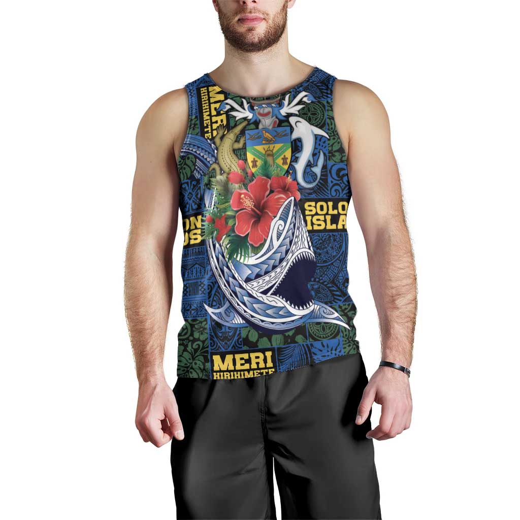 Solomon Islands Meri Kirihimete Men Tank Top Funny Santa Riding Shark LT9 - Polynesian Pride