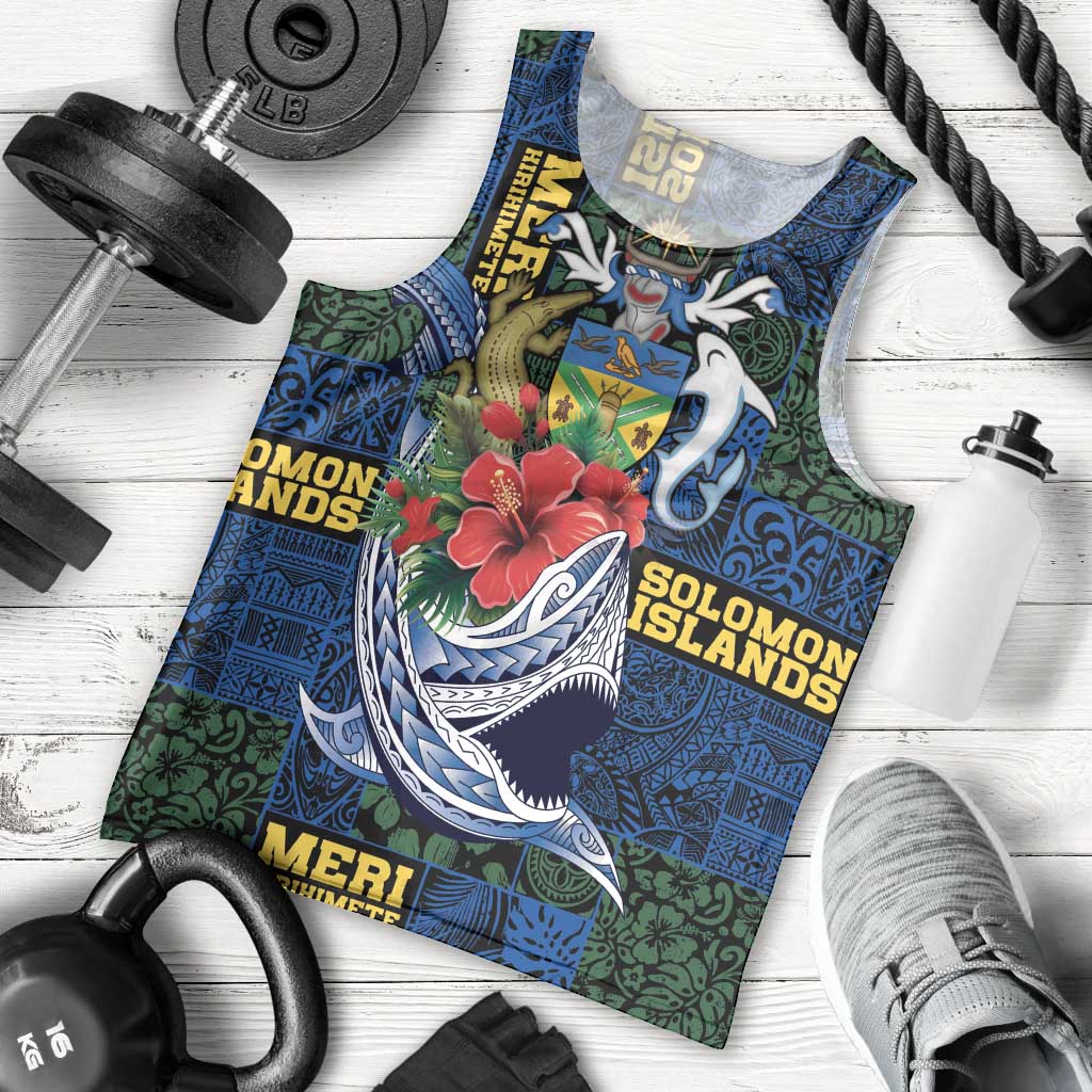 Solomon Islands Meri Kirihimete Men Tank Top Funny Santa Riding Shark LT9 - Polynesian Pride
