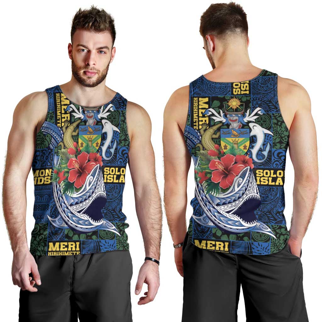 Solomon Islands Meri Kirihimete Men Tank Top Funny Santa Riding Shark LT9 - Polynesian Pride