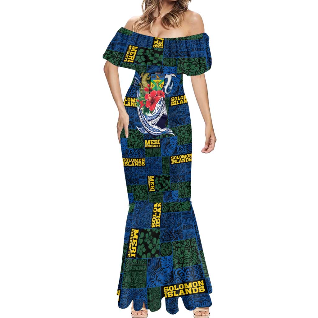 Solomon Islands Meri Kirihimete Mermaid Dress Funny Santa Riding Shark - Polynesian Pride
