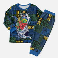 Solomon Islands Meri Kirihimete Christmas Pajama Set Funny Santa Riding Shark - Polynesian Pride