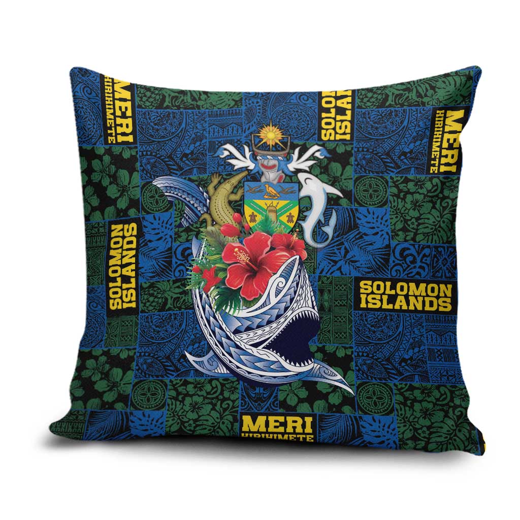Solomon Islands Meri Kirihimete Pillow Cover Funny Santa Riding Shark LT9 Blue - Polynesian Pride