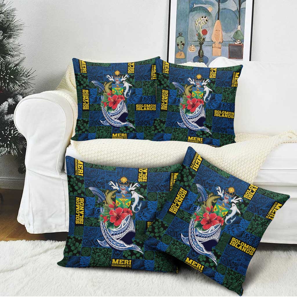 Solomon Islands Meri Kirihimete Pillow Cover Funny Santa Riding Shark LT9 - Polynesian Pride