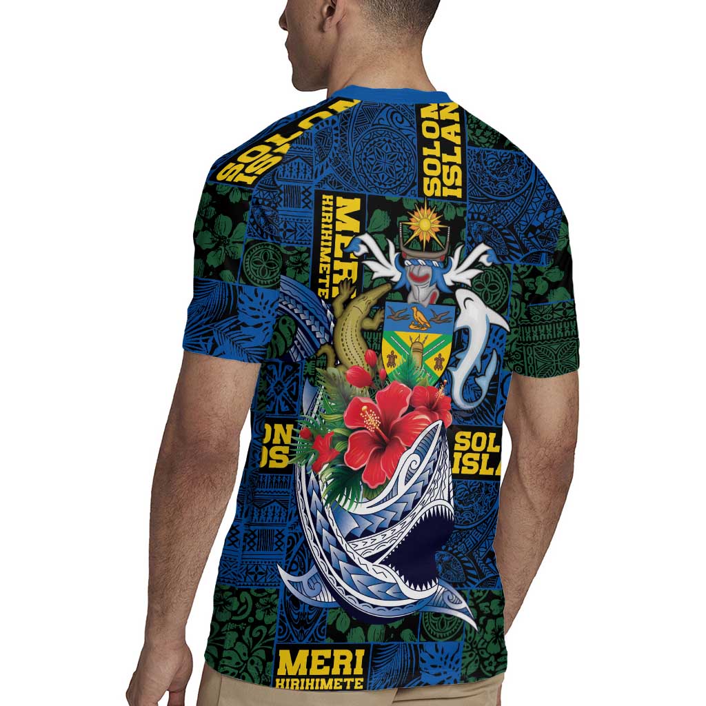 Solomon Islands Meri Kirihimete Rugby Jersey Funny Santa Riding Shark LT9 - Polynesian Pride