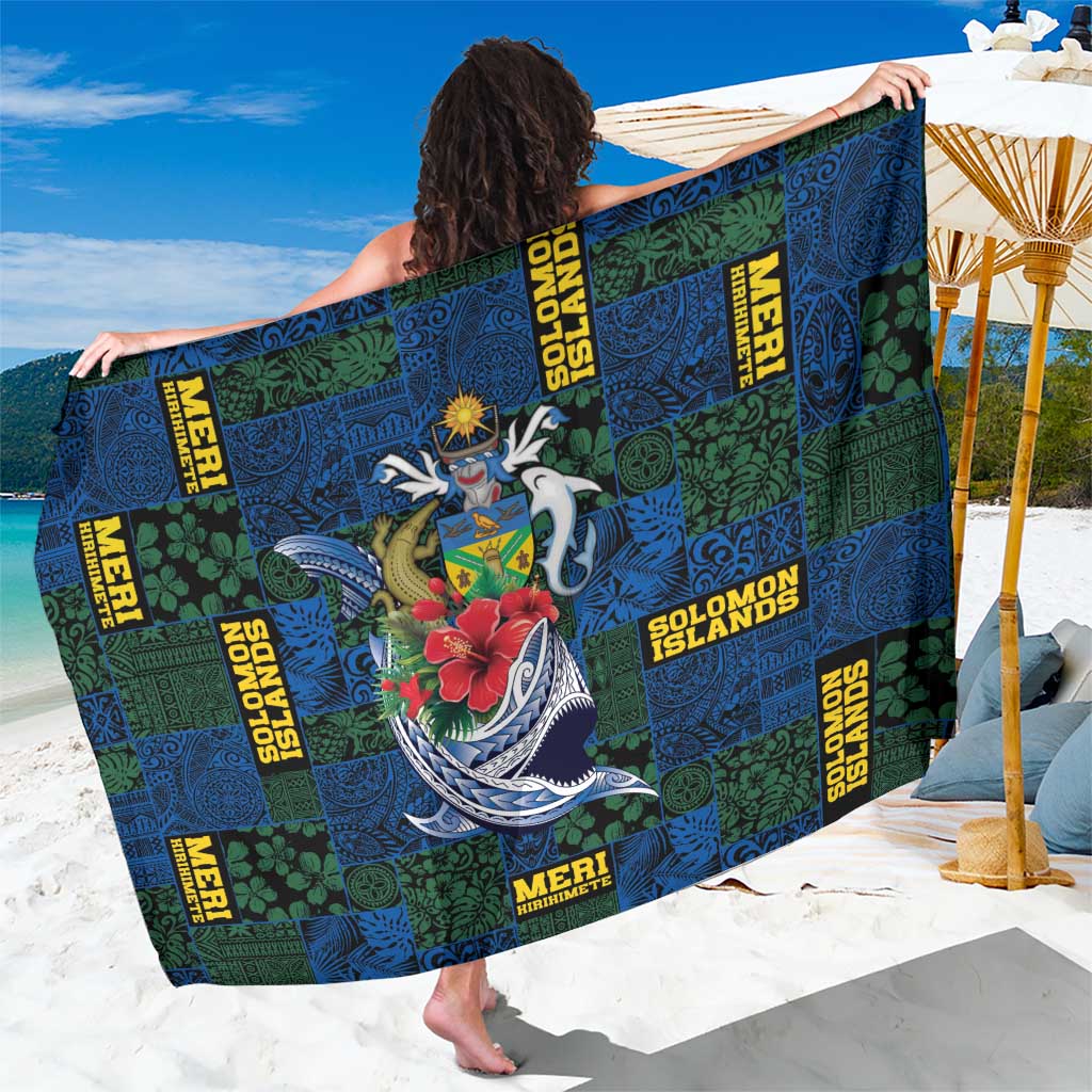 Solomon Islands Meri Kirihimete Sarong Funny Santa Riding Shark - Polynesian Pride