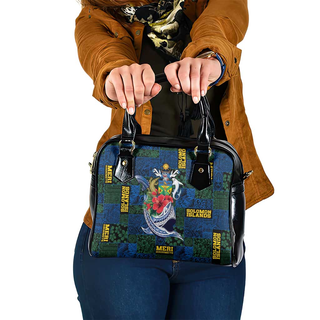 Solomon Islands Meri Kirihimete Shoulder Handbag Funny Santa Riding Shark - Polynesian Pride