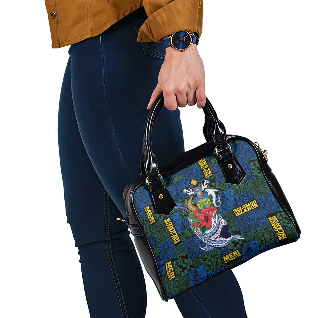 Solomon Islands Meri Kirihimete Shoulder Handbag Funny Santa Riding Shark - Polynesian Pride