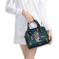 Solomon Islands Meri Kirihimete Shoulder Handbag Funny Santa Riding Shark - Polynesian Pride