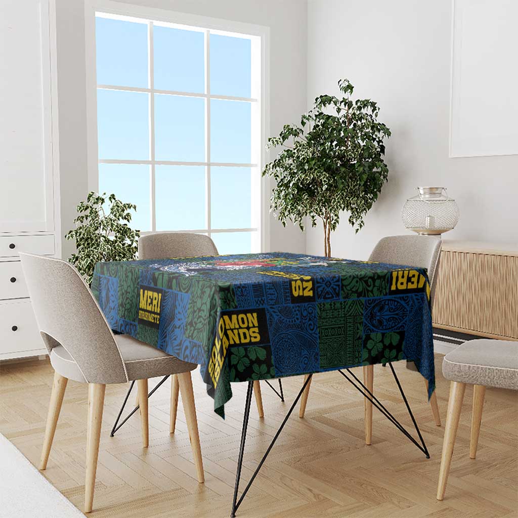 Solomon Islands Meri Kirihimete Tablecloth Funny Santa Riding Shark - Polynesian Pride