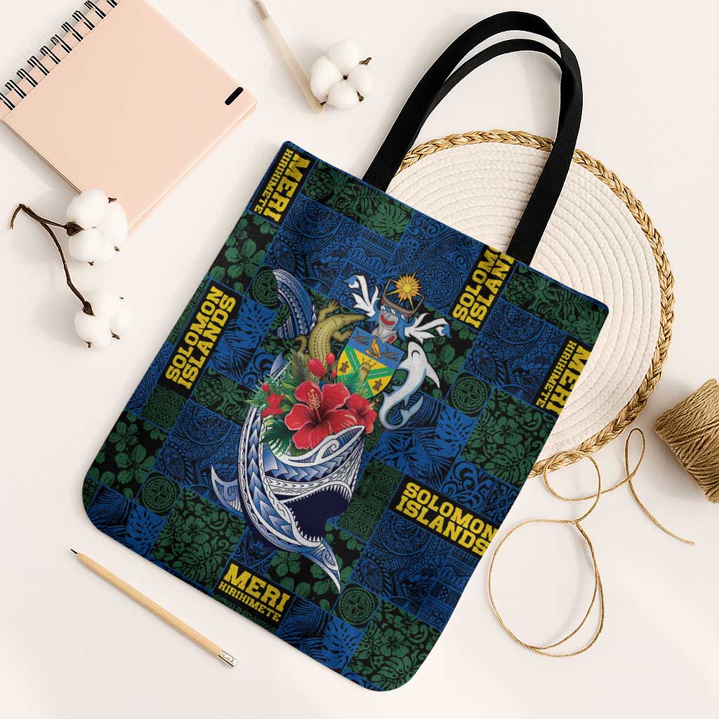 Solomon Islands Meri Kirihimete Tote Bag Funny Santa Riding Shark - Polynesian Pride