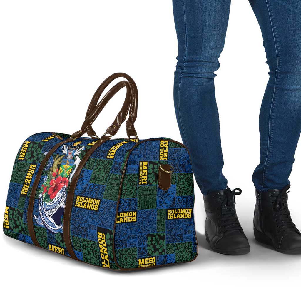 Solomon Islands Meri Kirihimete Travel Bag Funny Santa Riding Shark - Polynesian Pride