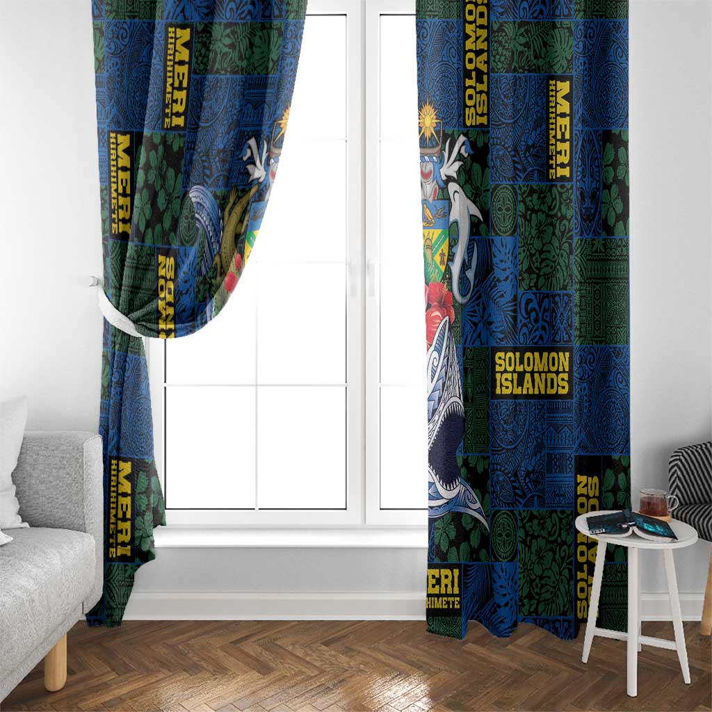 Solomon Islands Meri Kirihimete Window Curtain Funny Santa Riding Shark - Polynesian Pride