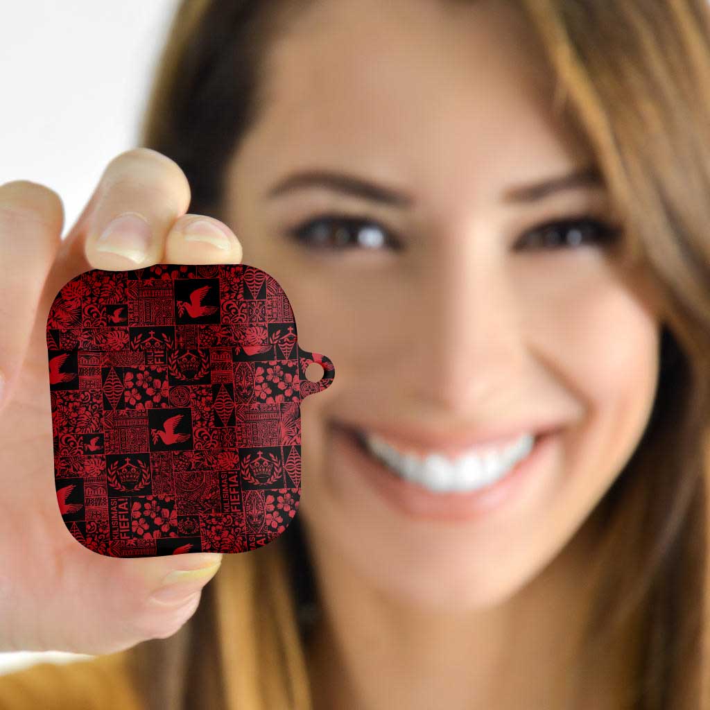 Black Tonga Kilisimasi Fiefia AirPods Case Pacific Patchwork Xmas Vibes - Polynesian Pride