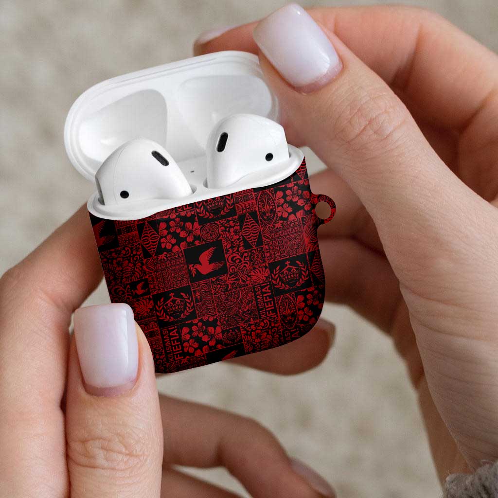 Black Tonga Kilisimasi Fiefia AirPods Case Pacific Patchwork Xmas Vibes - Polynesian Pride