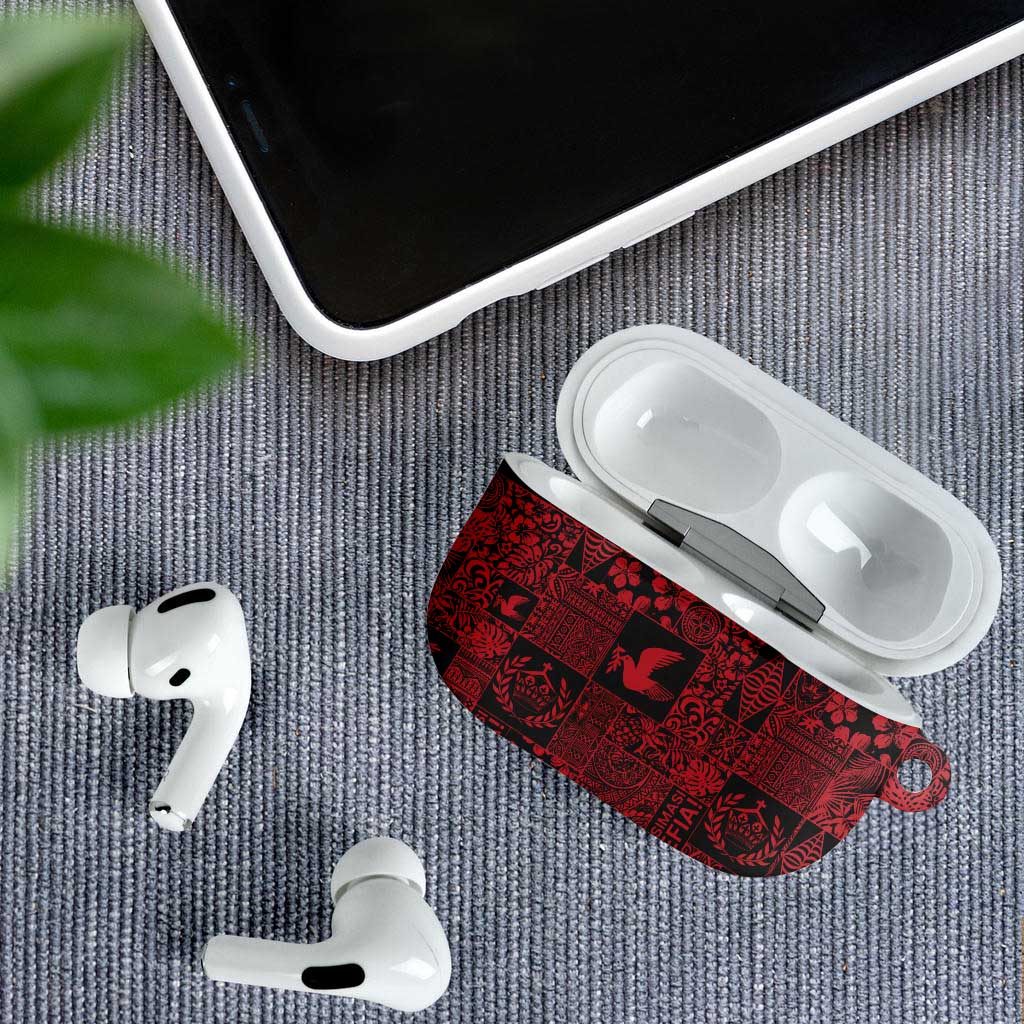 Black Tonga Kilisimasi Fiefia AirPods Case Pacific Patchwork Xmas Vibes - Polynesian Pride